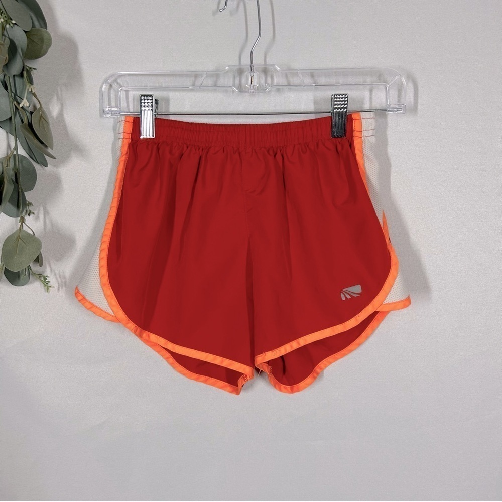 Women's Athletic Running Shorts - Red with Orange Trim
